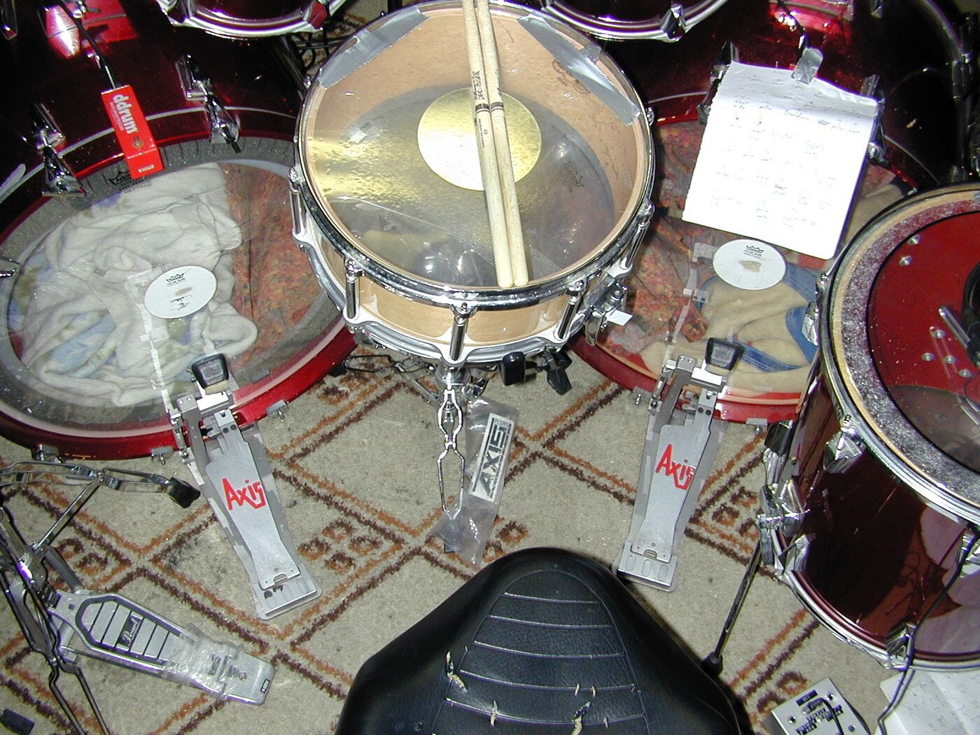 Axis double pedals and ddrum triggers on the kick drums