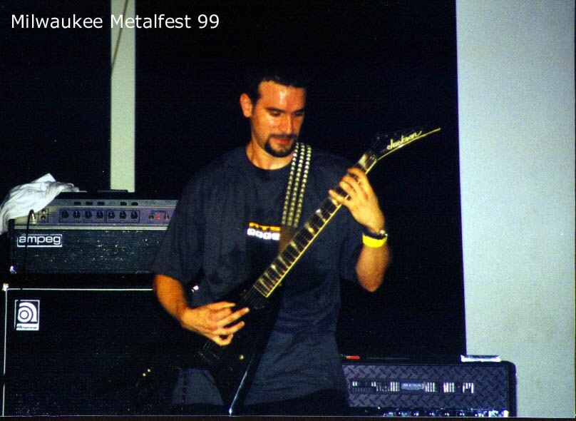 Alex Obradovic on stage at the Milwaukee Metalfest, 1999