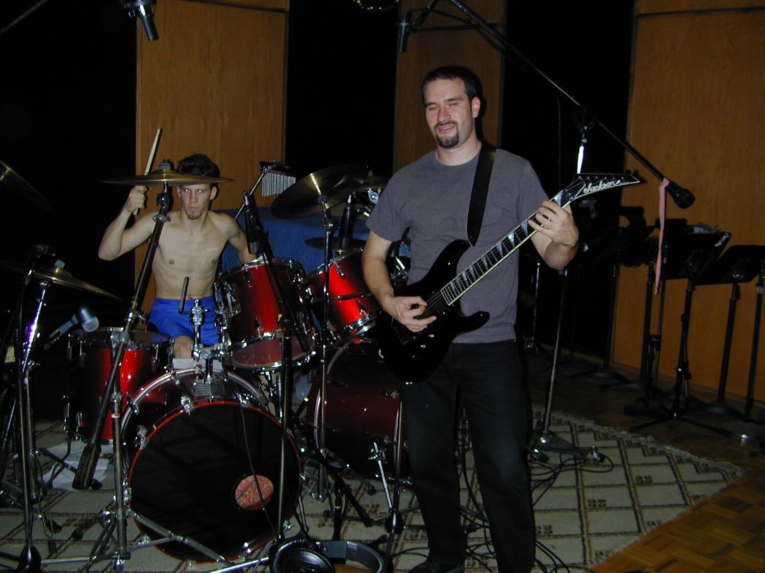 Alex Obradovic on guitar and Kevin Talley at the kit, Selah Studios